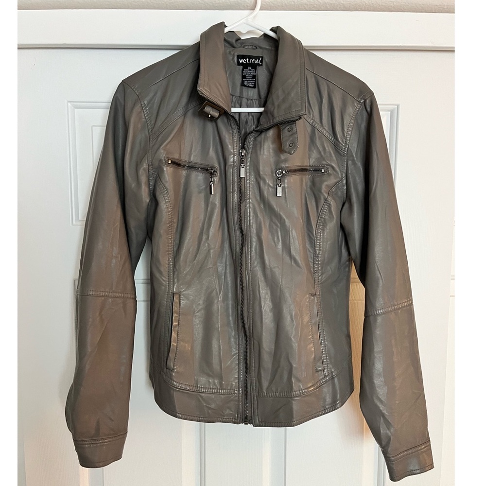 Gray Leather Jacket